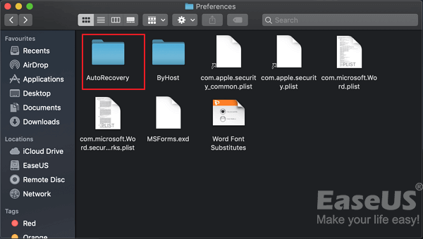Word automatisk återställningsfil på Mac
