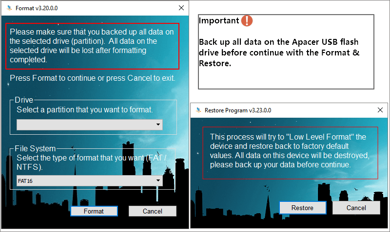 Apacer USB 3.0 reparationsverktygsfunktioner