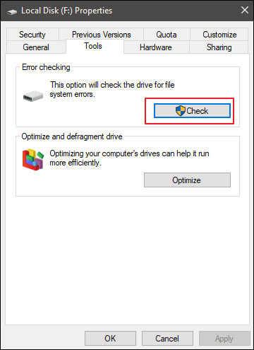 kontrollera disken och fixa den skadade hårddisken