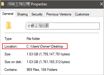 kontrollera filens plats
