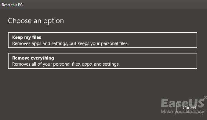 behålla mina filer eller ta bort allt