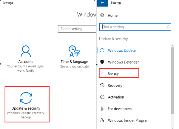 återställa raderade filer från Windows 10 med säkerhetskopiering av filer