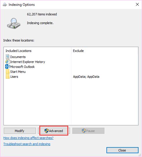 filen försvann - indexeringsalternativ 1