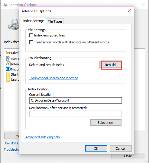 filen försvann - indexeringsalternativ 2