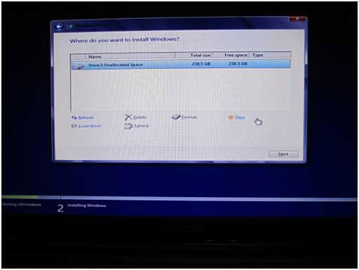 välj otilldelat utrymme