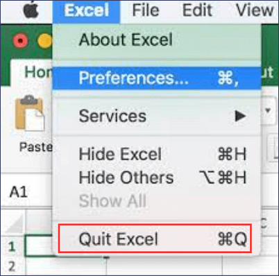 starta om excel på mac