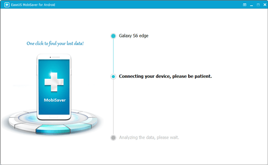 Anslut Android-telefon till PC och kör EaseUS online-programvara för dataåterställning för Android