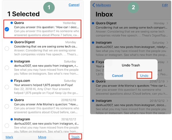 återställa raderade e-postmeddelanden från iPhone