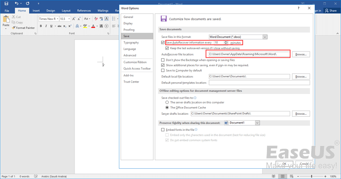 hur man återställer osparade Word-dokument med automatisk återställning - 1