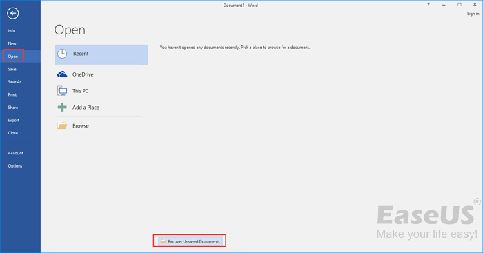 återställa osparade dokument