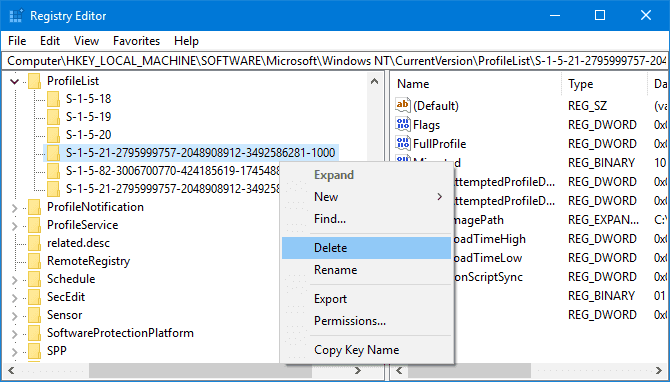 återställa användarprofil.