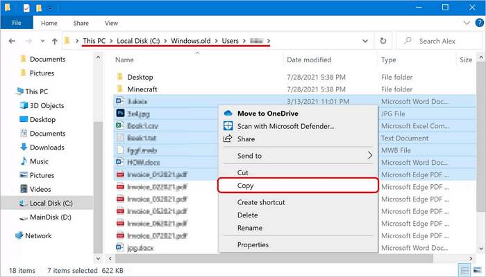 återställ mappen windows.old från Windows 11/10/8/7