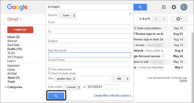 hur man återställer permanent raderade e-postmeddelanden från Gmail från servern