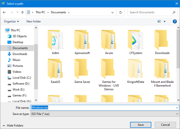 spara ISO på din PC