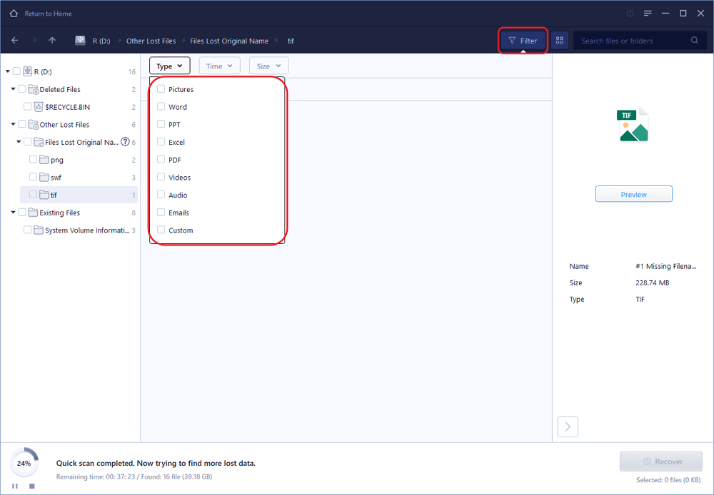 återställning av pennan