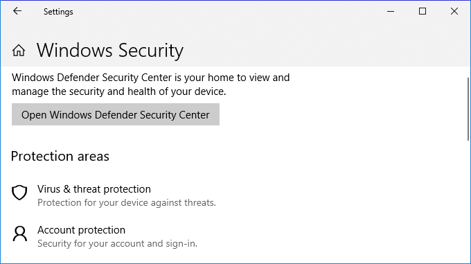 Öppna Windows Defender.