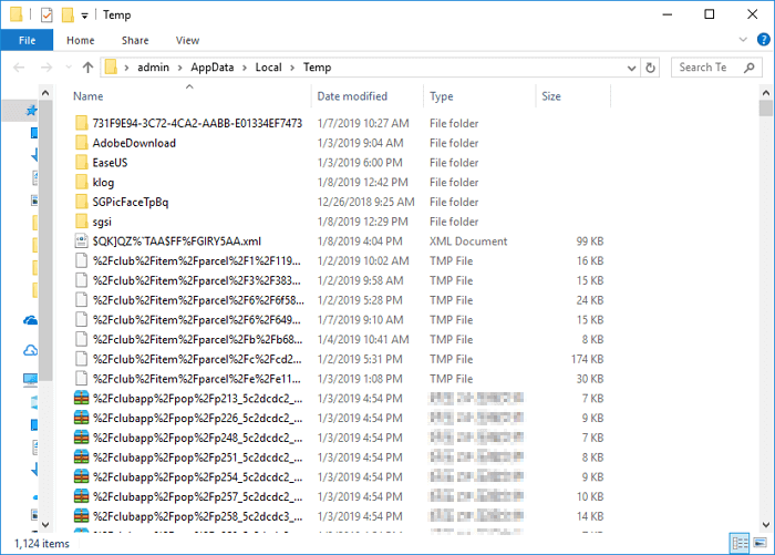 Ta bort tillfälliga filer