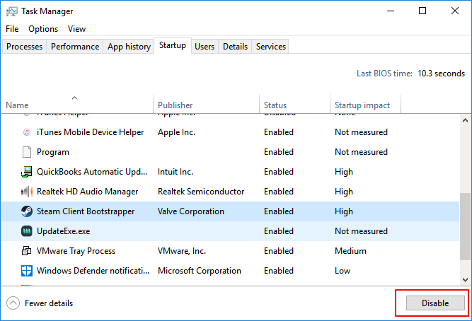 Inaktivera program från start