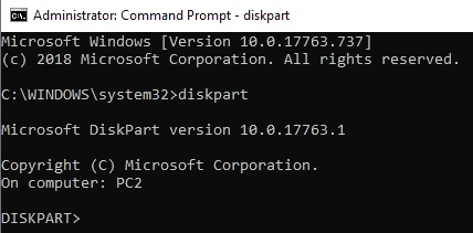 diskpart format hdd till fat32 steg 1