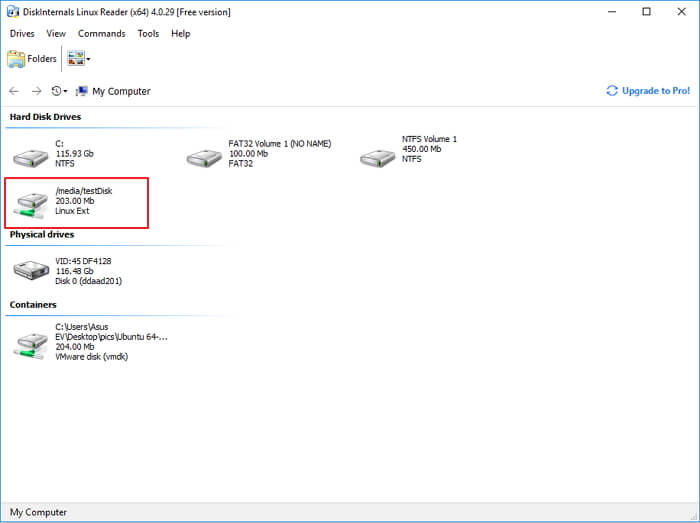 Öppna DiskInternals Linux Reader