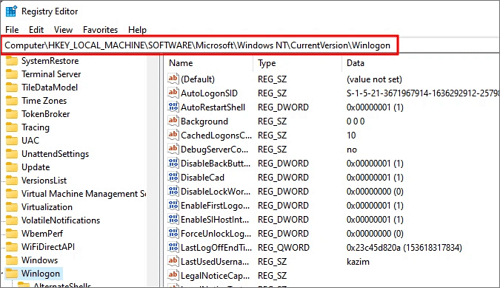 ta bort inloggningslösenord med registret