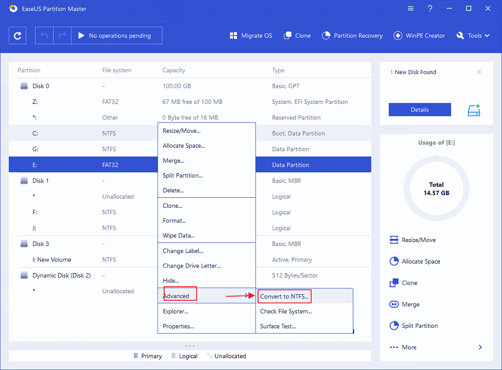 convert FAT32 to NTFS