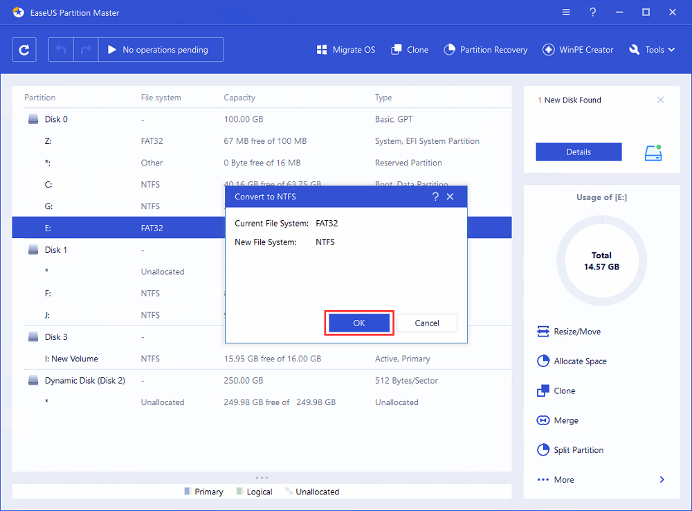 convert FAT32 to NTFS