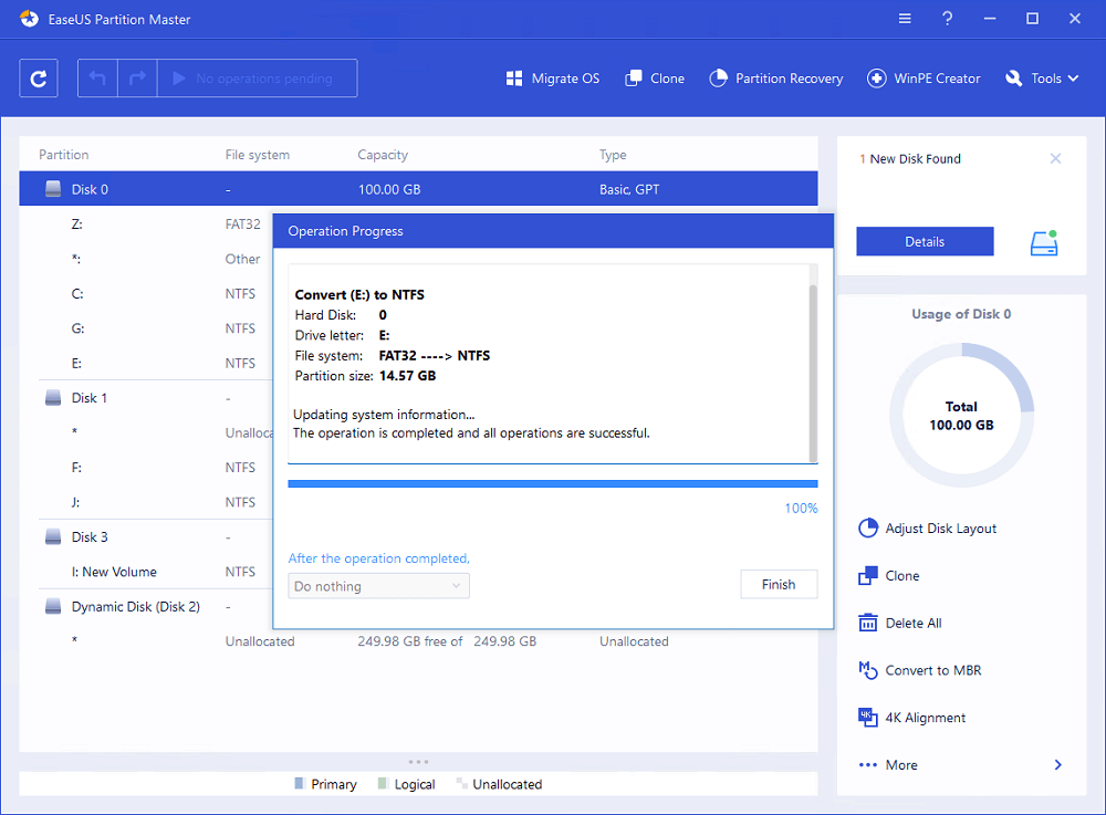 convert FAT32 to NTFS