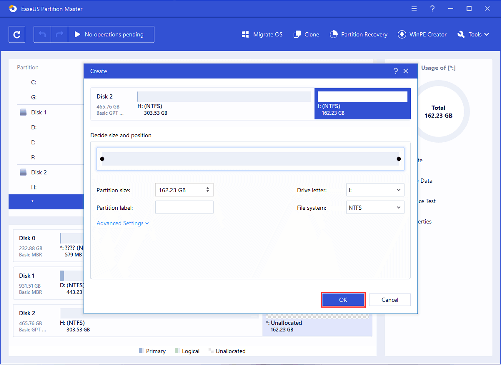 create partition step 2