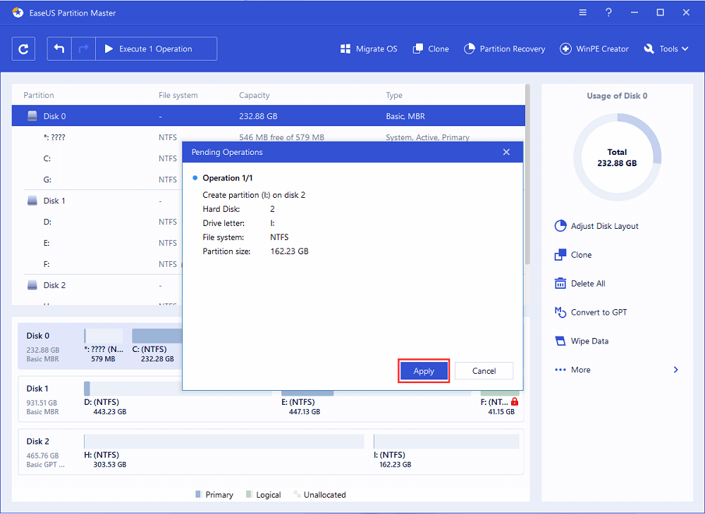 create partition step 3
