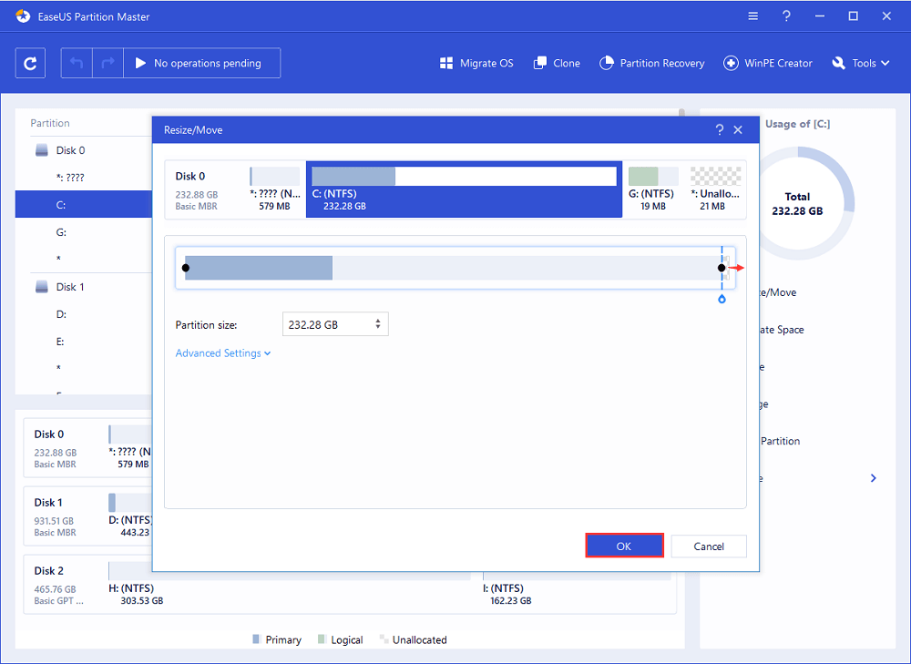 Add space to C drive
