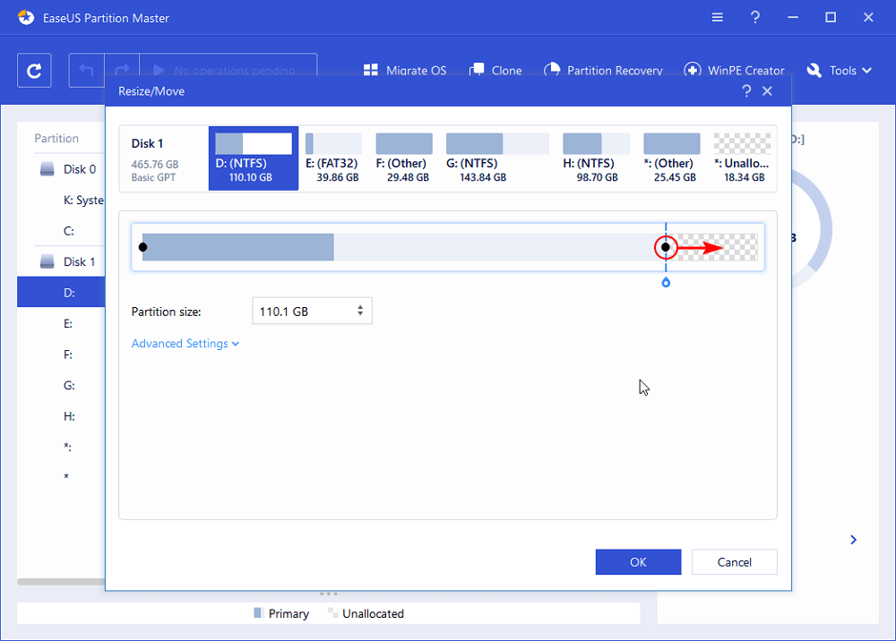 choose another drive to allocate space