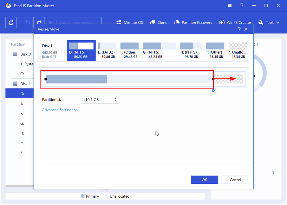 resize unallocated space 2