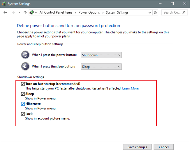 Avmarkera snabb start