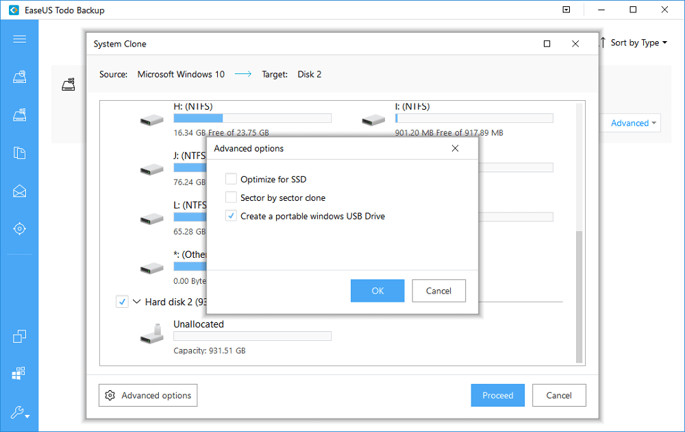 välj USB-enheten för att skapa en bärbar Windows-USB-enhet