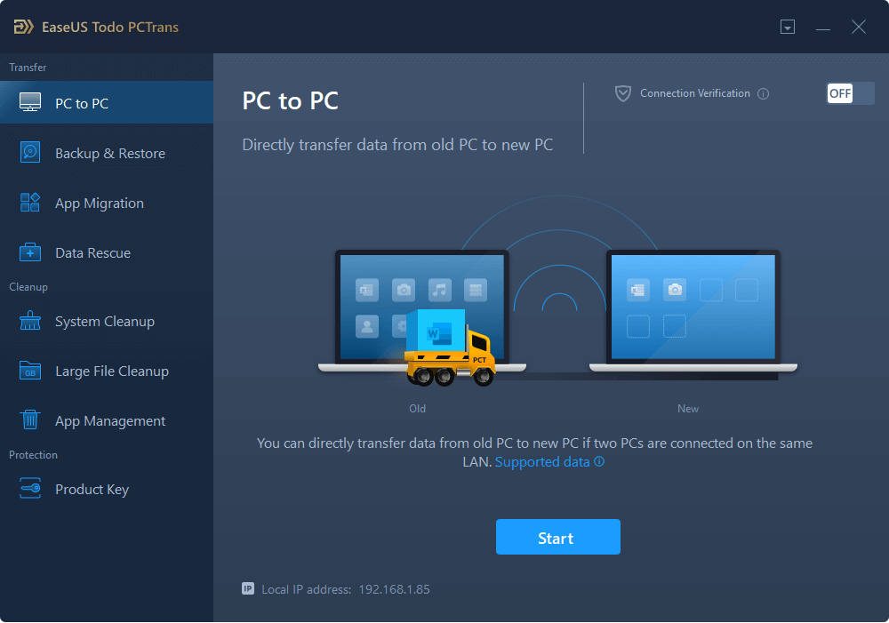 Transfer files from PC to PC - step 1